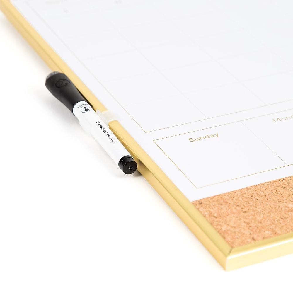 U BRANDS Dry Erase 2-in-1 Magnetic Whiteboard with Gold Frame-843463138824-LR-362761-3-LR eShop