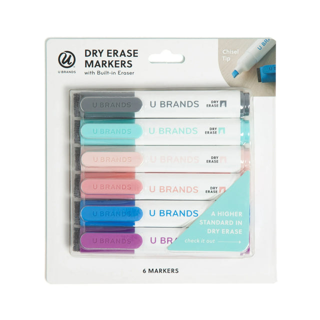 U BRANDS Dry Erase Markers - Assorted Pastels, 6 count-843463170503-LR-362772-1-LR eShop