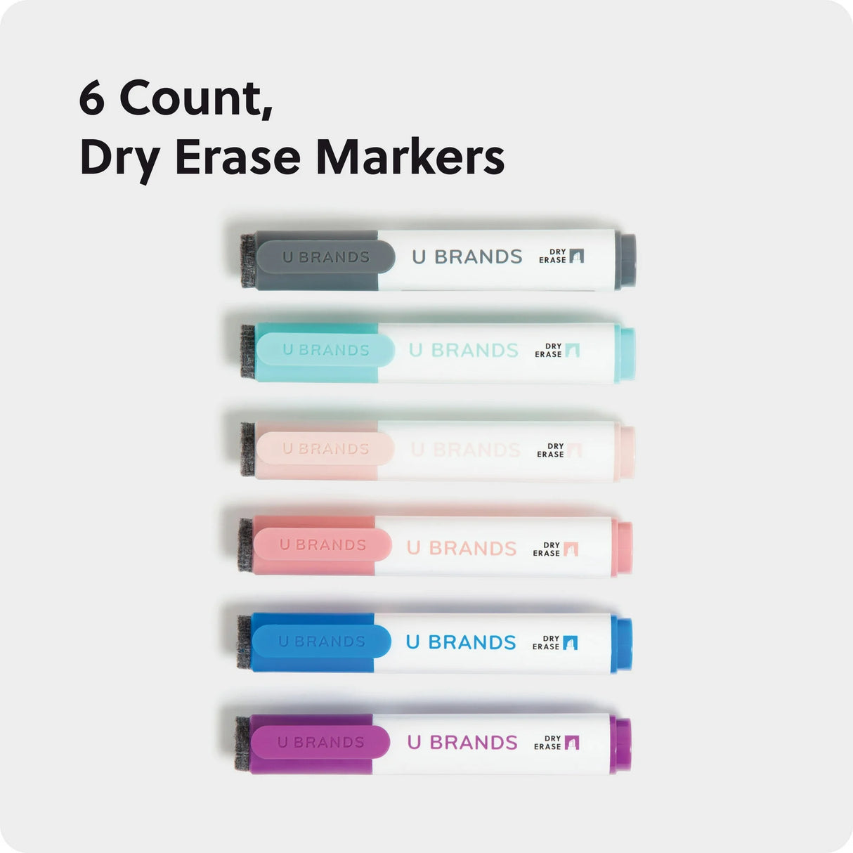 U BRANDS Dry Erase Markers - Assorted Pastels, 6 count-843463170503-LR-362772-3-LR eShop