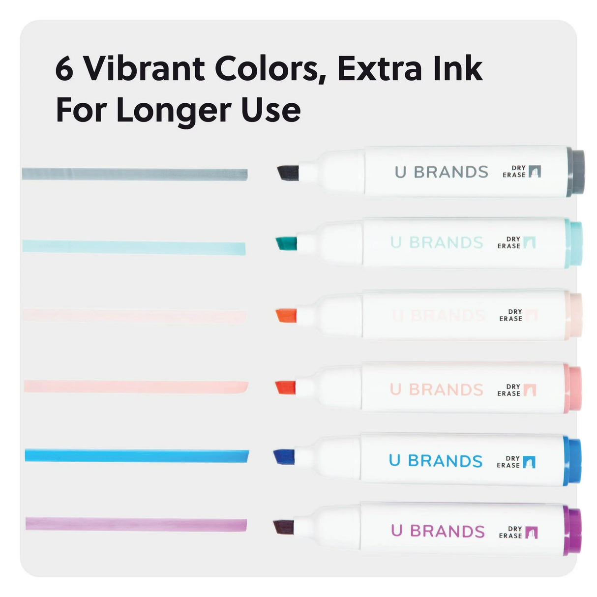 U BRANDS Dry Erase Markers - Assorted Pastels, 6 count-843463170503-LR-362772-5-LR eShop