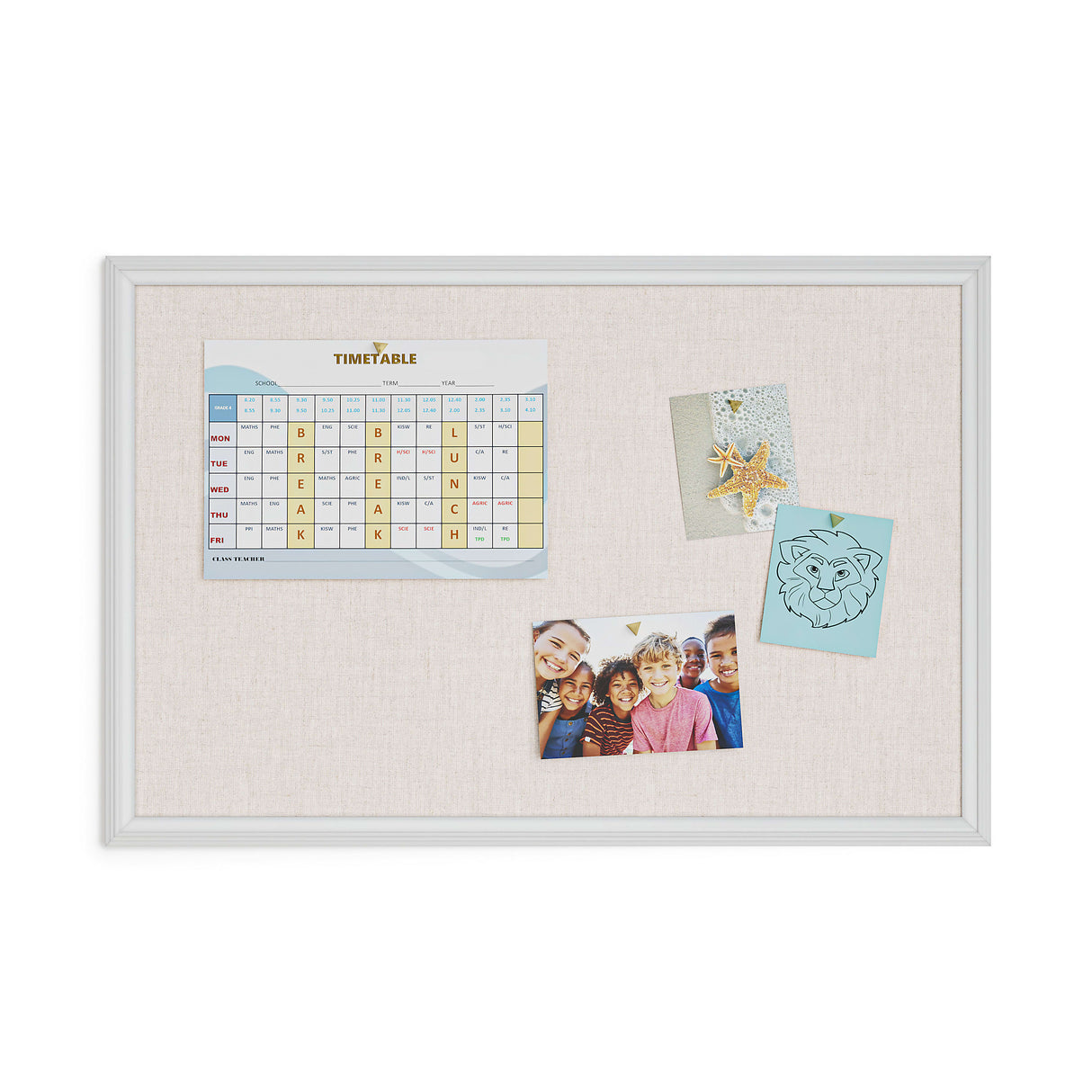 U BRANDS Linen Bulletin Board with White Décor Frame, 30" X 20"-817894020744-LR-362758-6-LR eShop