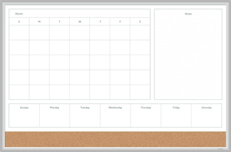 U BRANDS Magnetic Dry Erase 4-in-1 Calendar Board with Silver Aluminum Frame, 36" x 24"-843463138916-LR-362763-1-LR eShop