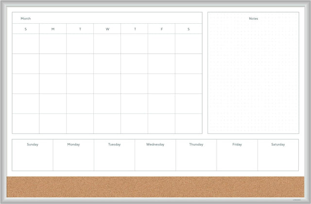 U BRANDS Magnetic Dry Erase 4-in-1 Calendar Board with Silver Aluminum Frame, 36" x 24"-843463138916-LR-362763-1-LR eShop