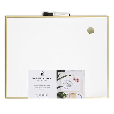 U BRANDS Magnetic Dry-Erase Board with Gold Decor Frame, 16" x 20"-843463155609-LR-362769-1-LR eShop