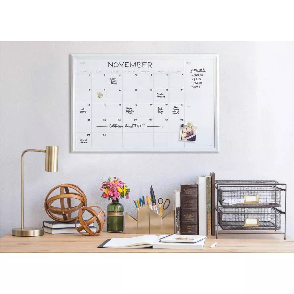 U BRANDS Magnetic Dry Erase Calendar Board with White Decor Frame, 30" x 20"-817894020751-LR-362759-5-LR eShop