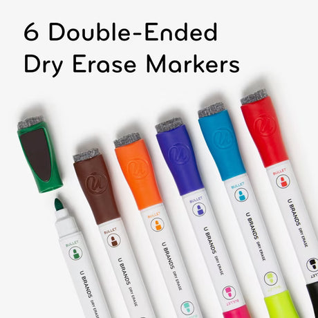 U Brands Magnetic Dry-Erase Markers, Double Ended, Chisel Tip, Assorted Colors, 6 Ct-812296025076-LR-362751-2-LR eShop