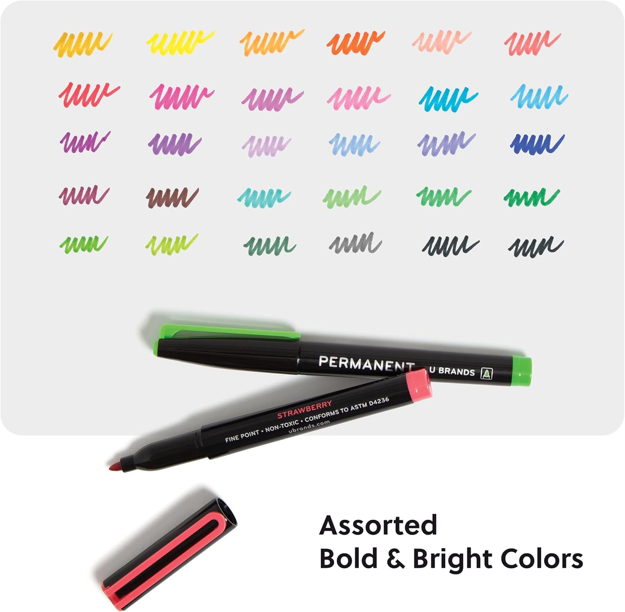 U Brands Malibu Permanent Markers Set, 30 Assorted Bold Colors-843463171784-LR-362773-4-LR eShop