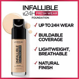 L'Oreal Paris Infallible 24 Hour Fresh Wear Foundation, Lightweight, True Beige, 1 oz.