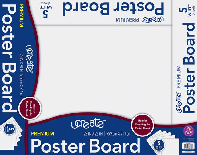 UCreate Poster Board, 5 count - White, 22" x 28"-045173386735-LR-331756-1-LR eShop