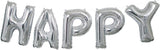 Unique 14" Foil Letter "Happy Birthday" Balloon Banner Kit - Stunning Silver-011179536801-LR-359573-3-LR eShop