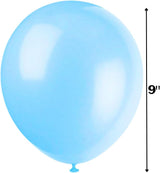 Unique 9" Latex Balloons - Baby Blue, 20 count-011179545377-LR-287301-6-LR eShop