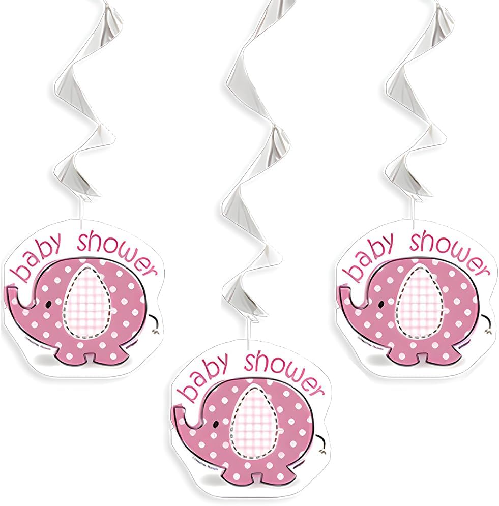 Unique Baby Shower Pink Elephant Hanging Swirl Decorations, 26-Inch-011179416721-LR-323738-2-LR eShop