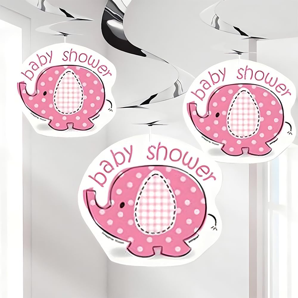 Unique Baby Shower Pink Elephant Hanging Swirl Decorations, 26-Inch-011179416721-LR-323738-4-LR eShop