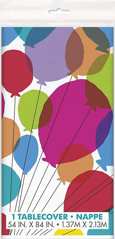 Unique Patterned Rectangular Plastic Table Cover, 54" x 84" - Balloons & Rainbow-011179731237-LR-359581-1-LR eShop