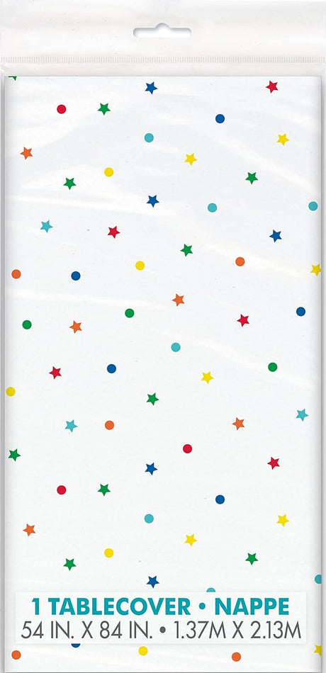 Unique Patterned Rectangular Plastic Table Cover, 54" x 84" - Dots & Stars Birthday-011179225439-LR-359559-1-LR eShop