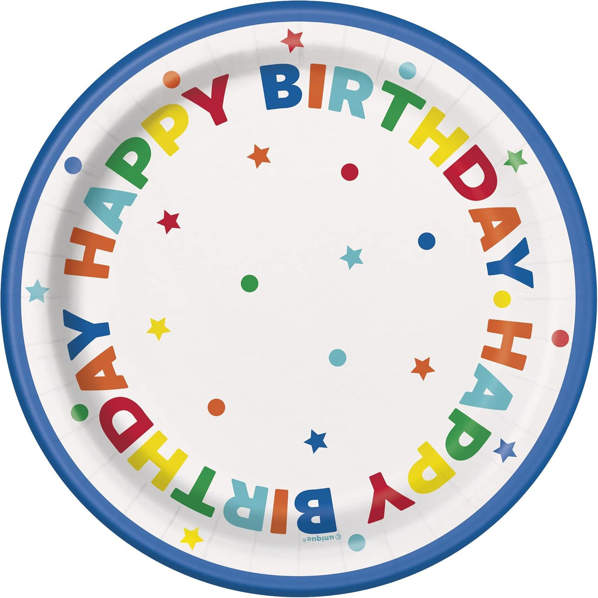 Unique Patterned Round 7" Paper Plates - Dots & Stars Birthday, 8 count-011179225446-LR-359560-1-LR eShop