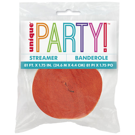 Unique Premium Crepe Paper Streamer - Orange, 81 ft-011179063154-LR-108973-1-LR eShop