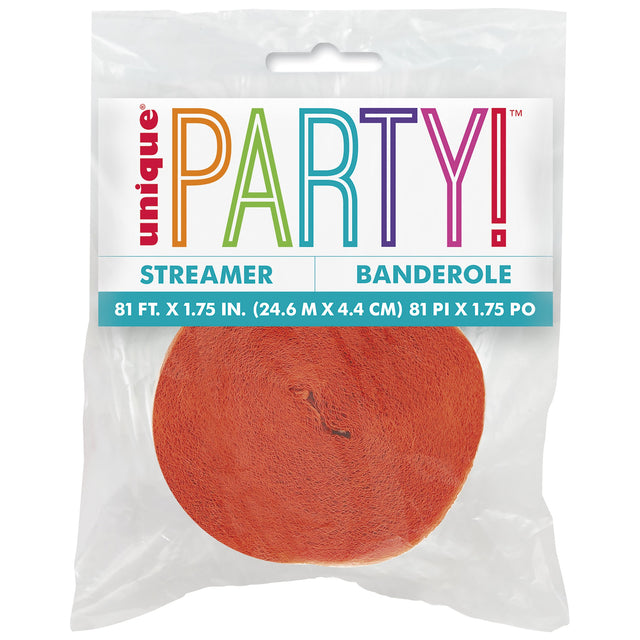 Unique Premium Crepe Paper Streamer - Orange, 81 ft-011179063154-LR-108973-1-LR eShop
