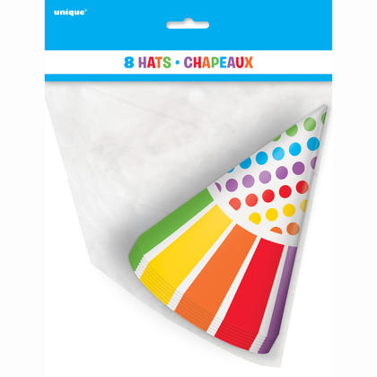 Unique Rainbow Birthday Party Hats, 8 count-011179471218-LR-307212-1-LR eShop