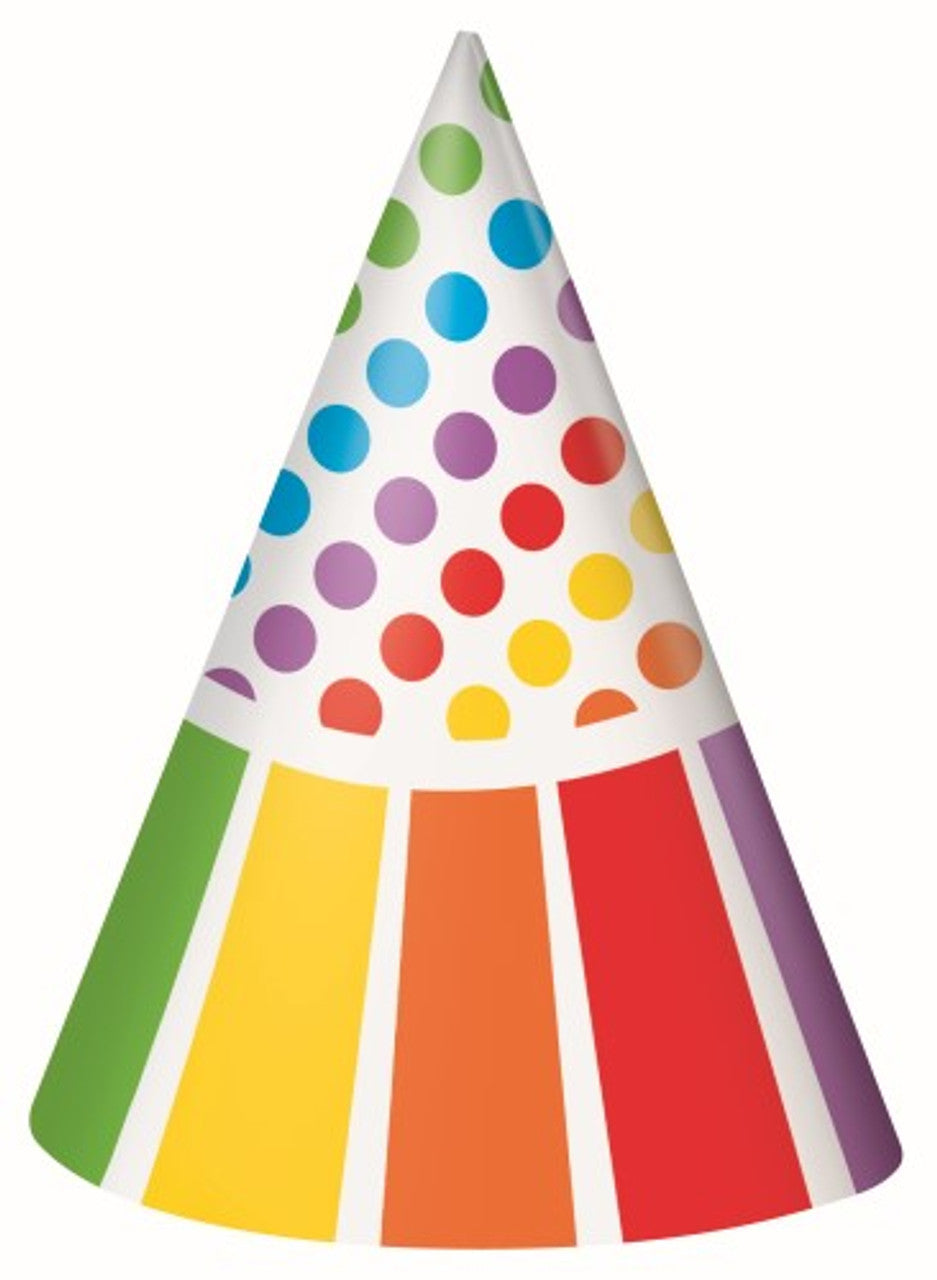 Unique Rainbow Birthday Party Hats, 8 count-011179471218-LR-307212-2-LR eShop