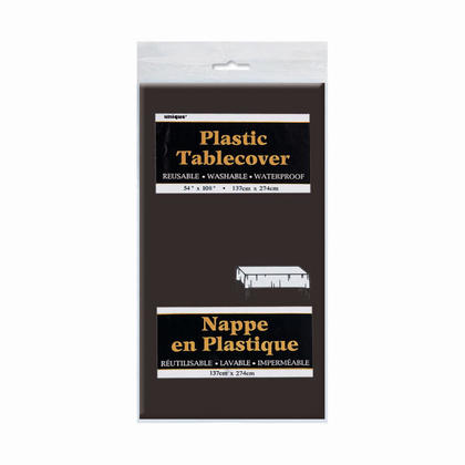 Unique Solid Rectangular Plastic Table Cover, 54" x 108" - Black-011179050963-LR-326827-1-LR eShop