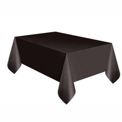 Unique Solid Rectangular Plastic Table Cover, 54" x 108" - Black-011179050963-LR-326827-2-LR eShop