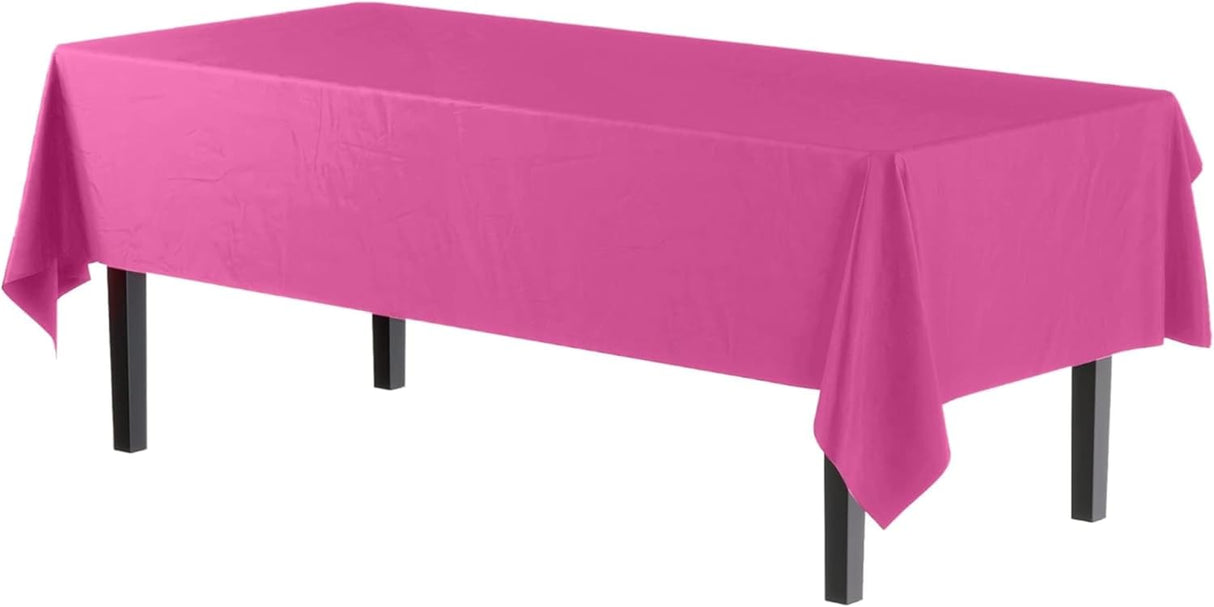 Unique Solid Rectangular Plastic Table Cover, 54" x 108" - Hot Pink-011179050826-LR-326830-3-LR eShop