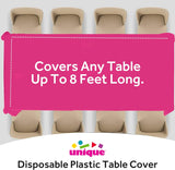 Unique Solid Rectangular Plastic Table Cover, 54" x 108" - Hot Pink-011179050826-LR-326830-5-LR eShop