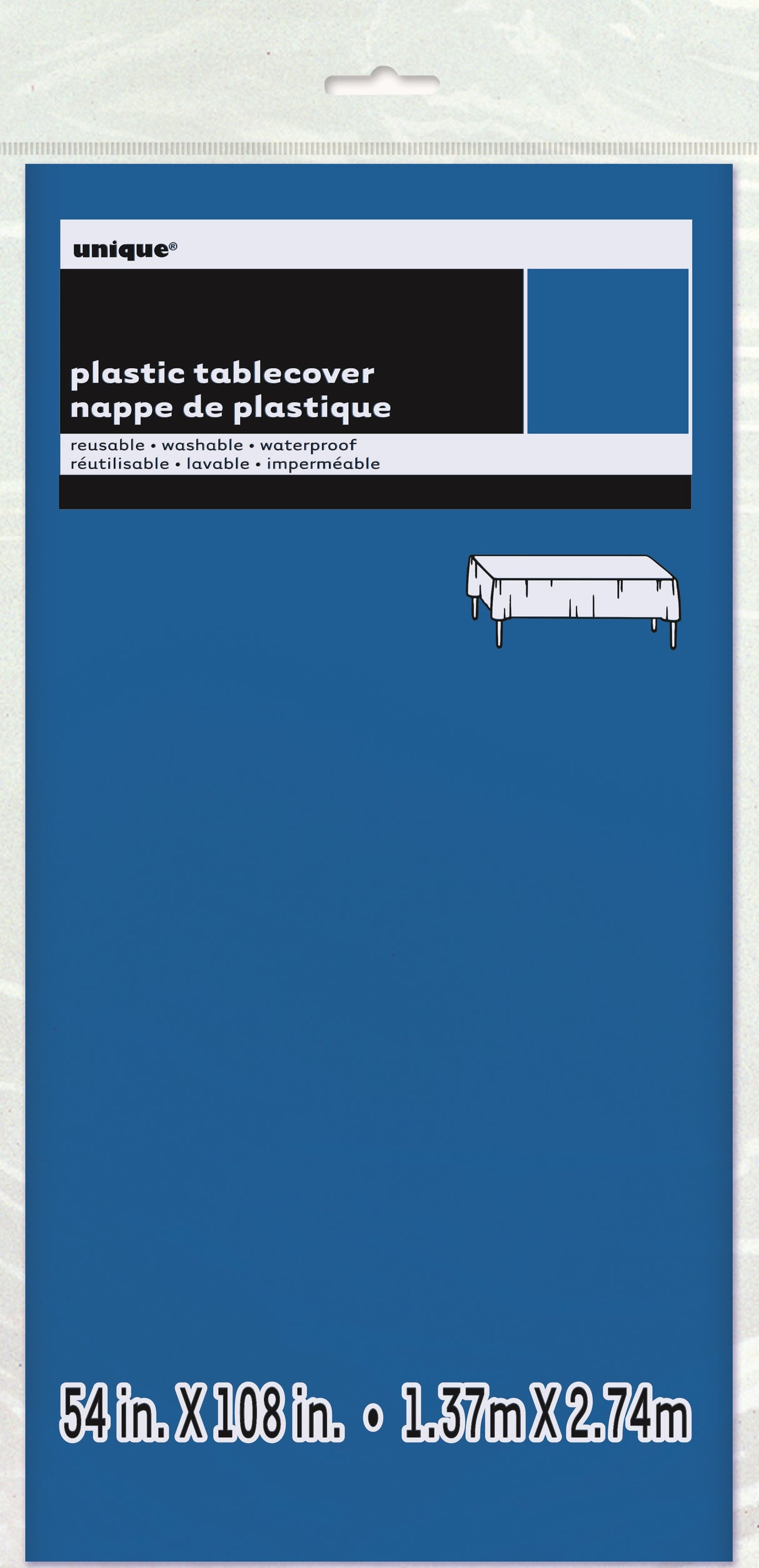 Unique Solid Rectangular Plastic Table Cover, 54" x 108" - Royal Blue-011179050857-LR-326832-1-LR eShop