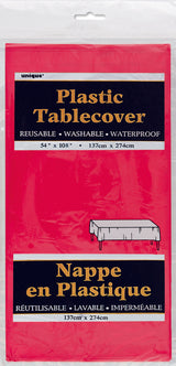 Unique Solid Rectangular Plastic Table Cover, 54" x 108" - Ruby Red-011179050949-LR-216801-1-LR eShop