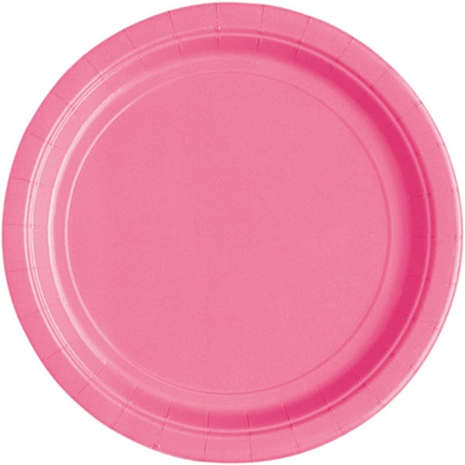 Unique Solid Round 7" Paper Plates - Hot Pink, 20 count-011179314348-LR-359568-1-LR eShop