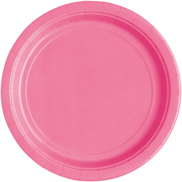 Unique Solid Round 7" Paper Plates - Hot Pink, 20 count-011179314348-LR-359568-1-LR eShop