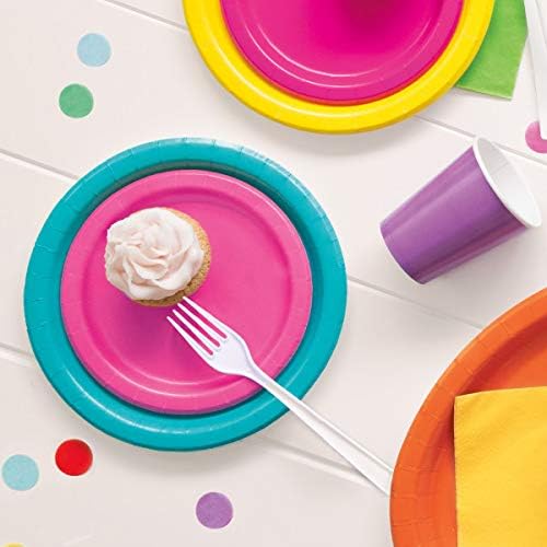 Unique Solid Round 7" Paper Plates - Hot Pink, 20 count-011179314348-LR-359568-2-LR eShop