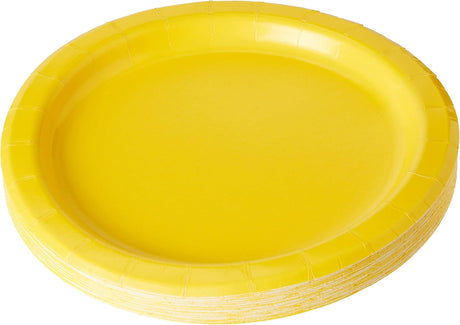 Unique Solid Round 7" Paper Plates - Neon Yellow, 20 count-011179991549-LR-359598-1-LR eShop