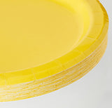 Unique Solid Round 7" Paper Plates - Neon Yellow, 20 count-011179991549-LR-359598-2-LR eShop