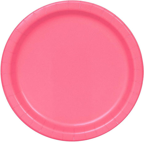 Unique Solid Round 9" Paper Plates - Hot Pink, 16 count-011179312504-LR-359566-1-LR eShop