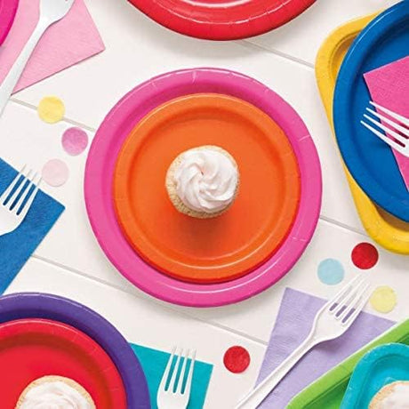 Unique Solid Round 9" Paper Plates - Hot Pink, 16 count-011179312504-LR-359566-2-LR eShop