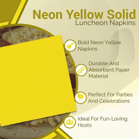 Unique Solid Square Party Napkins - Neon Yellow, 20 count-011179992027-LR-359600-2-LR eShop