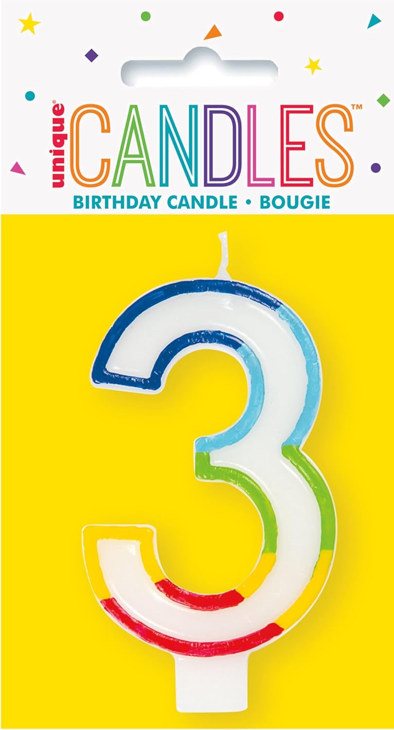 Unique Vibrant Rainbow Border Birthday Candle - Number 3-011179199433-LR-359550-1-LR eShop