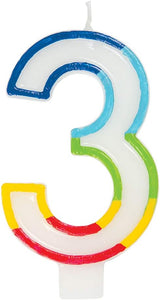 Unique Vibrant Rainbow Border Birthday Candle - Number 3-011179199433-LR-359550-2-LR eShop