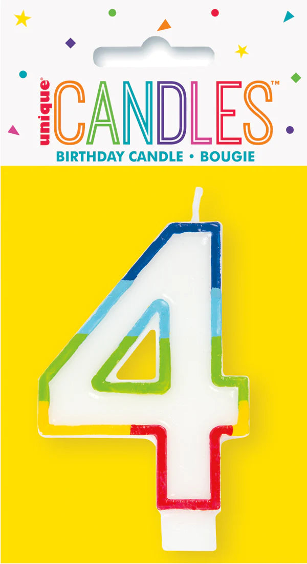 Unique Vibrant Rainbow Border Birthday Candle - Number 4-011179199440-LR-359551-1-LR eShop