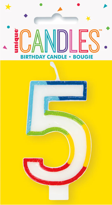 Unique Vibrant Rainbow Border Birthday Candle - Number 5-011179199457-LR-359552-1-LR eShop