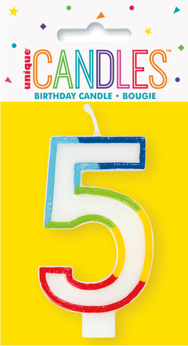 Unique Vibrant Rainbow Border Birthday Candle - Number 5-011179199457-LR-359552-1-LR eShop