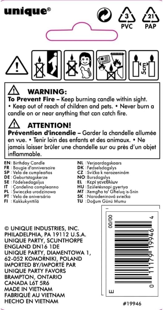 Unique Vibrant Rainbow Border Birthday Candle - Number 6-011179199464-LR-359553-5-LR eShop