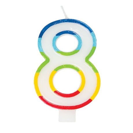 Unique Vibrant Rainbow Border Birthday Candle - Number 8-011179199488-LR-359555-2-LR eShop