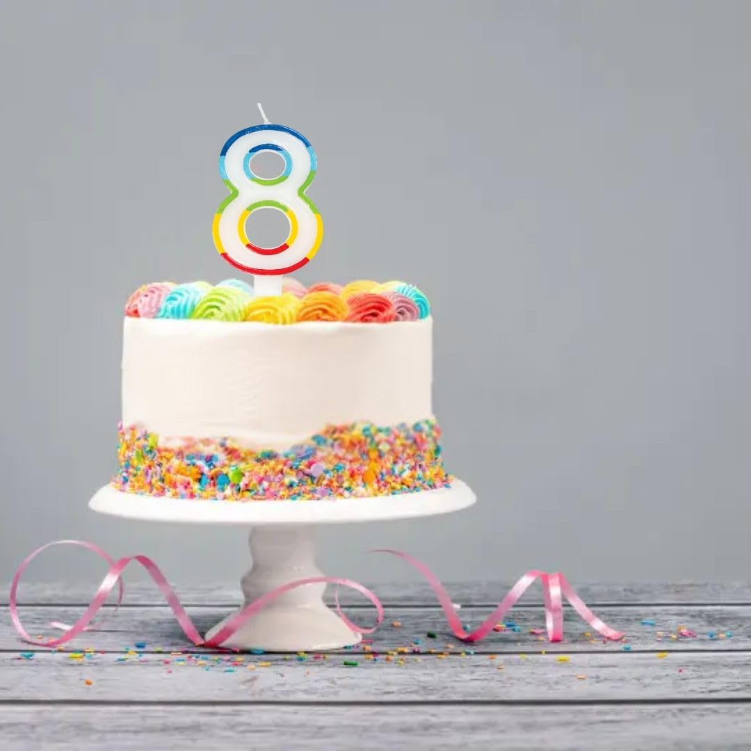 Unique Vibrant Rainbow Border Birthday Candle - Number 8-011179199488-LR-359555-3-LR eShop