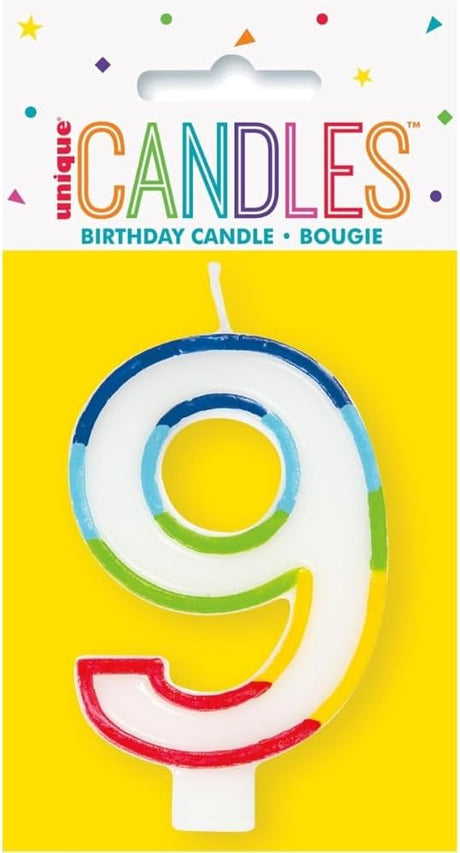 Unique Vibrant Rainbow Border Birthday Candle - Number 9-011179199495-LR-359556-1-LR eShop