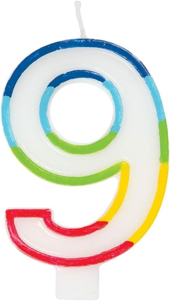 Unique Vibrant Rainbow Border Birthday Candle - Number 9-011179199495-LR-359556-2-LR eShop