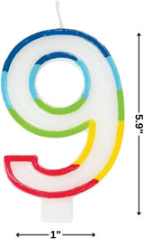 Unique Vibrant Rainbow Border Birthday Candle - Number 9-011179199495-LR-359556-4-LR eShop