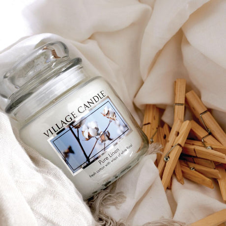Village Candle Large Apothecary Jar Candle - Pure Linen-602406101505-LR-199901-2-LR eShop